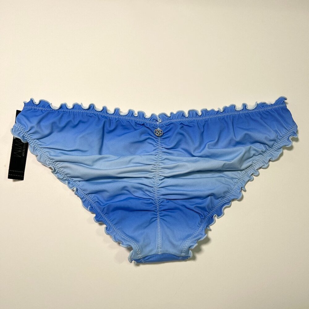 Victoria Secret XXL 2XL Bikini Bottom Ruffle Cheeky Ruched Pastel Blue Ombre